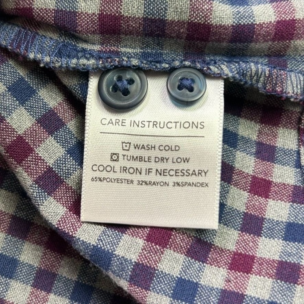 Mizzen + Main Leeward Trim Fit Performance Shirt Mens Large Garnet Gingham Dress - Picture 5 of 10
